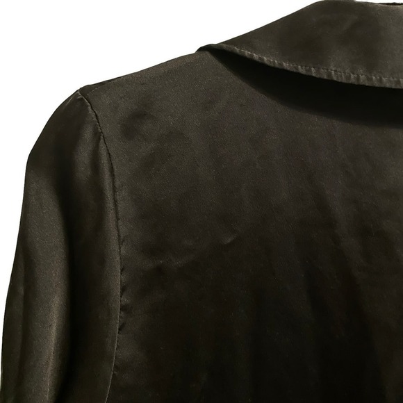 Sablyn Silk Long Sleeve Button Front Trench Coat Black Size M - Picture 5 of 9